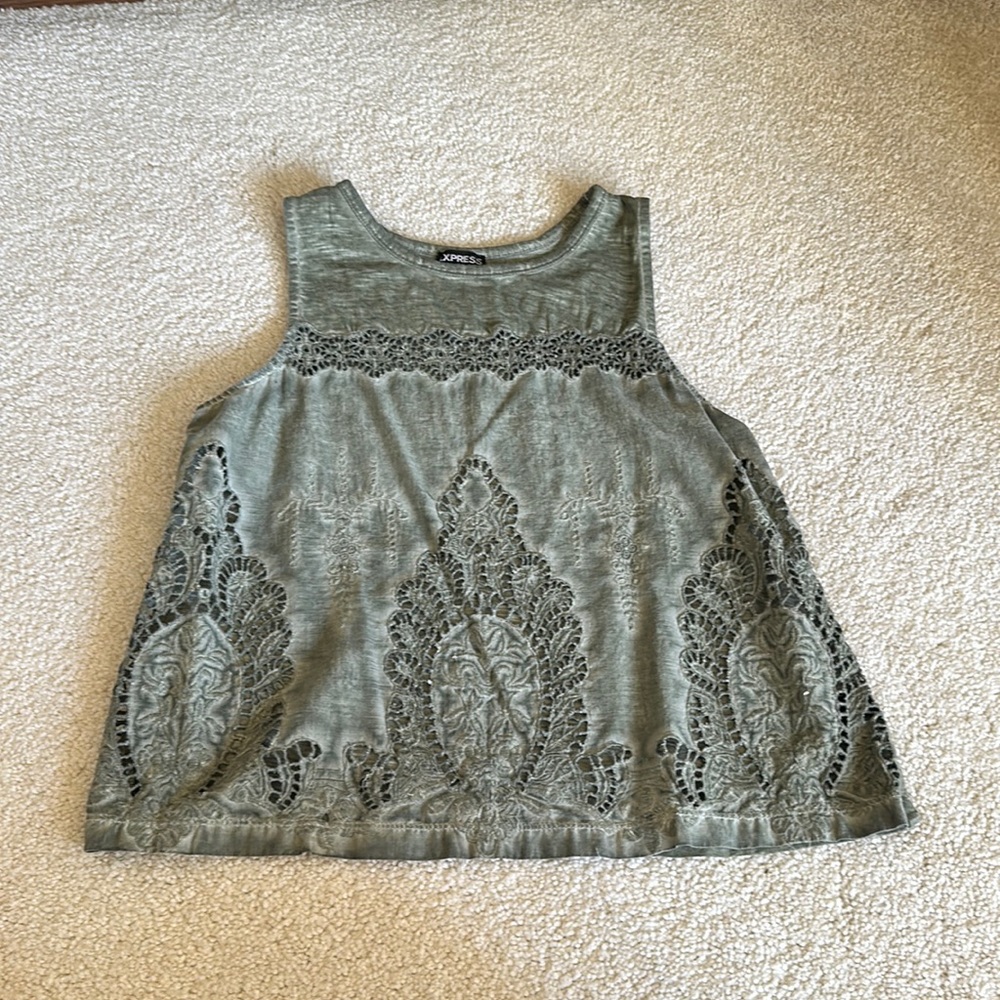 Washed effect green tank top